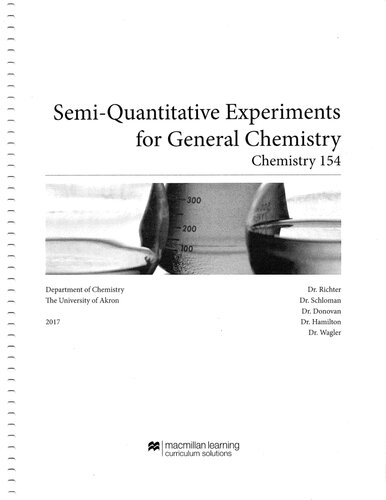 Semiquantitative Experiments For General Chemistry Richter Schloman