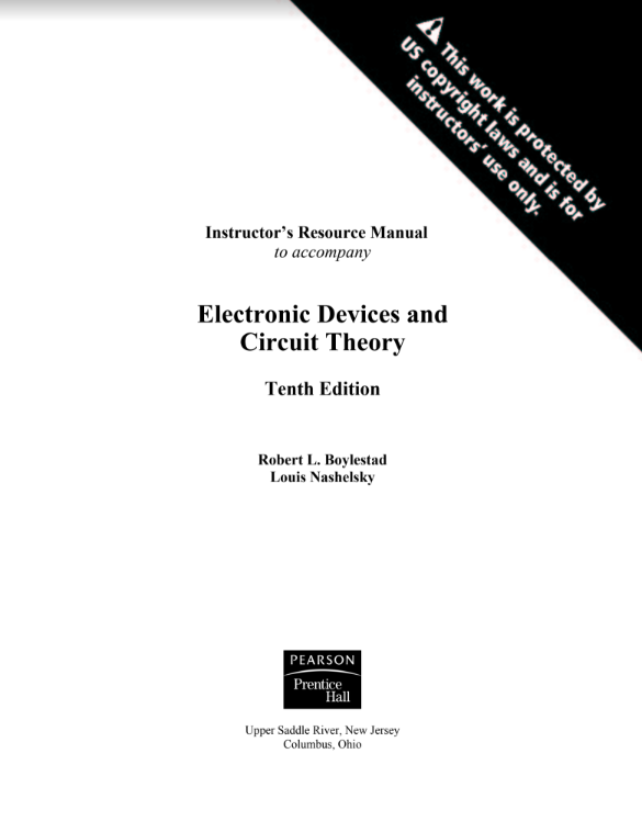 Electronic Devices And Circuit Theory 10th Ed Instructors Resource Manual 10th Edition Robert L Boylestad