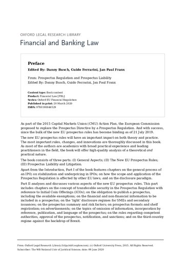Prospectus Regulation And Prospectus Liability Danny Busch Editor