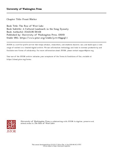 The Rise Of West Lake A Cultural Landmark In The Song Dynasty Xiaolin Duan
