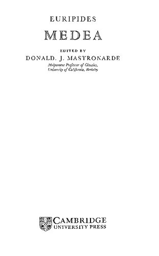 Euripides Medea Donald Mastronarde