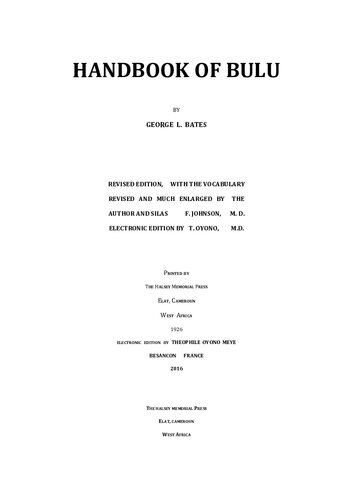 Handbook Of Bulu George L Bates