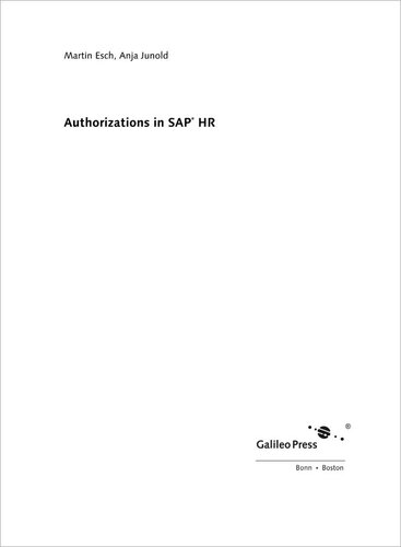 Authorizations In Sap Erp Hcm 2008 Martin Esch Anja Junold