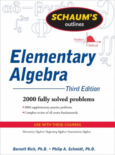 Schaums Outline Of Elementary Algebra Third Edition 3rd Edition Barnett Rich