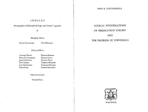 Logical Investigations Of Predication Theory And The Problem Of Universals Nino Cocchiarella