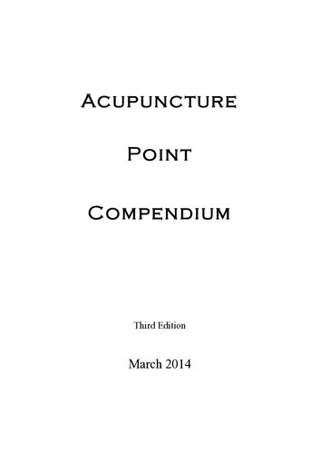 Acupuncture Point Compendium 3rd Edition Clairelouise Hatton
