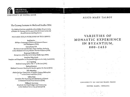 Varieties Of Monastic Experience In Byzantium 8001453 Alice Marytalbot