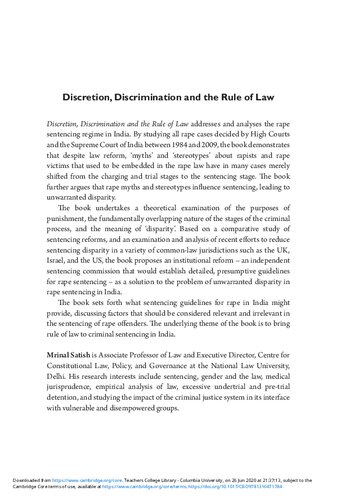 Discretion Discrimination And The Rule Of Law 1st Edition Mrinal Satish
