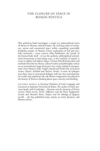 The Closure Of Space In Roman Poetics Victoria Rimell