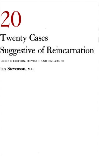 Twenty Cases Suggestive Of Reincarnation Second Ian Stevenson
