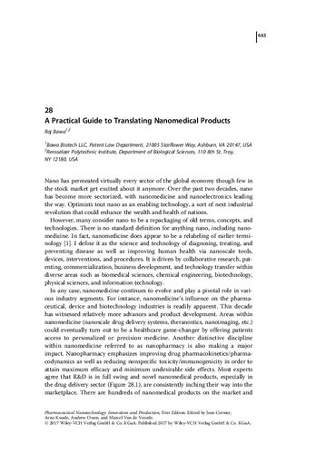 A Practical Guide To Translating Nanomedical Products Raj Bawa