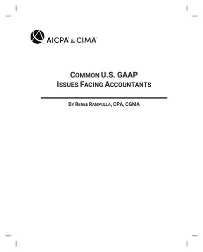 Common Us Gaap Issues Facing Accountants 2nd Edition Renee Rampulla