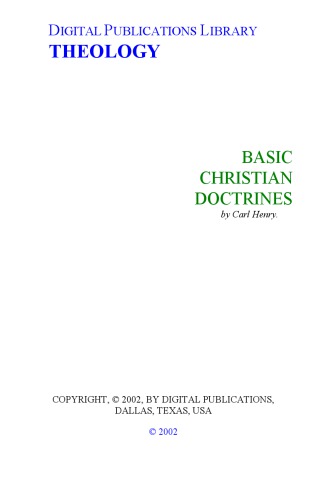 Basic Christian Doctrines Carl F H Henry Editor