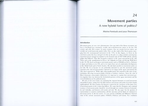 Movement Parties A New Hybrid Form Of Politics Lasse Thomassen Marina Prentoulis