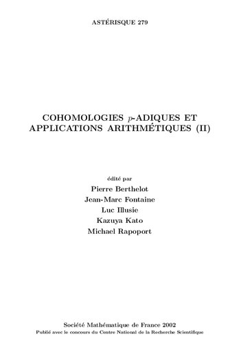 Cohomologies Padiques Et Application Arithmtiques Pierre Berthelot