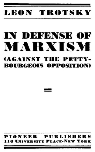 In Defence Of Marxism Leon Trotsky