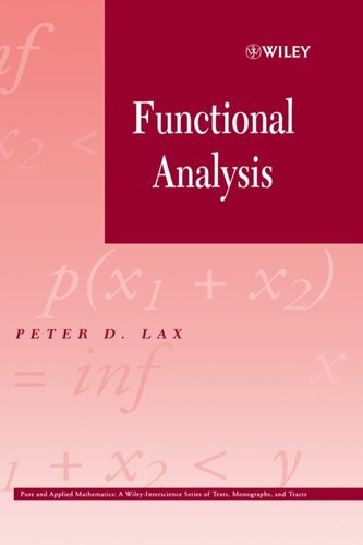 Functional Analysis Peter D Lax