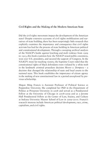 Civil Rights And The Making Of The Modern American State 1st Edition Megan Ming Francis