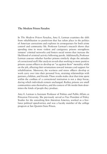 The Modern Prison Paradox Politics Punishment And Social Community Amy E Lerman