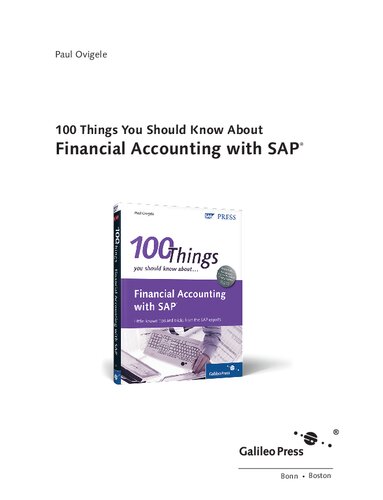 Financial Accounting With Sap 100 Things You Should Know About 1st Edition Paul Ovigele