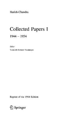 Harishchandra Collected Papers Iv Ed Veeravalli Seshadri Varadarajan