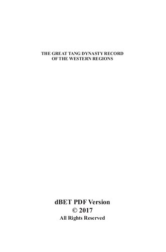 The Great Tang Dynasty Record Of The Western Regions Wm Keck Foundation Series Li Rongxi
