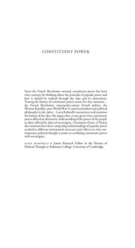 Constituent Power A History Lucia Rubinelli