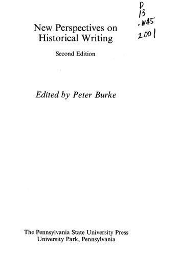 New Perspectives On Historical Writing Peter Burke