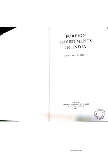 Foreign Investments In India The Rise Of International Business 1st Edition Michael Kidron