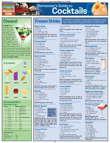 Bartenders Guide To Cocktails Quick Study Home Inc Barcharts