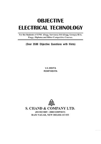 Objective Electrical Technology 1st Edition Vk Mehta Rohit Mehta