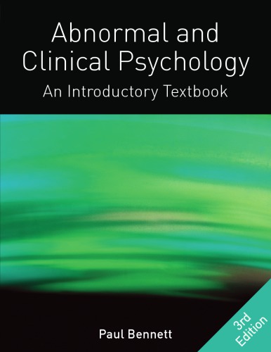 Abnormal And Clinical Psychology An Introductory Textbook 3e Edition Bennett