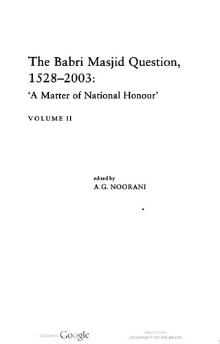 The Babri Masjid Question 15282003 Volume 2 Ag Noorani