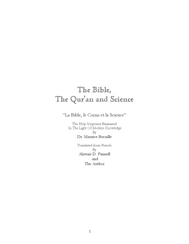 Bible The Quran And Science The Holy Scriptures Examined In The Light Of Modern Knowledge Bucaille