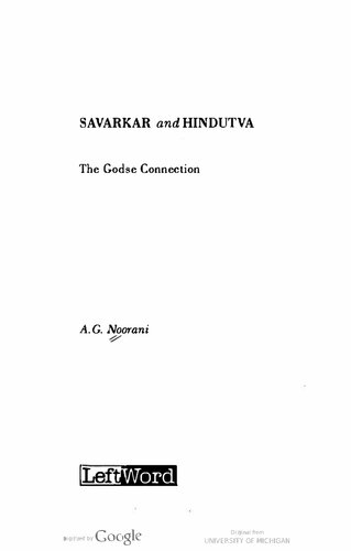 Savarkar And Hindutva The Godse Connection A G Noorani