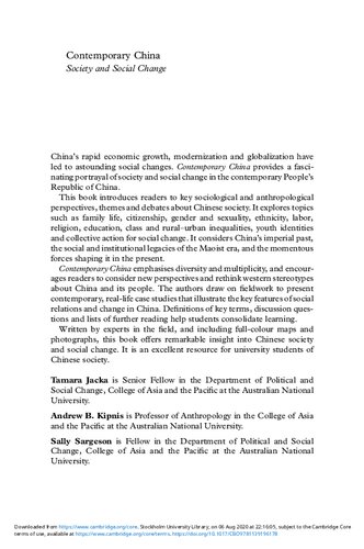 Contemporary Chinasociety And Social Change Andrew B Kipnis