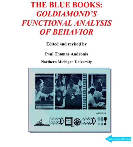 The Blue Books Goldiamond Thompsons Functional Analysis Of Behavior Israel Goldiamond
