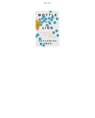 Bottle Of Lies The Inside Story Of The Generic Drug Boomecco 14 May 2019 Katherine Eban