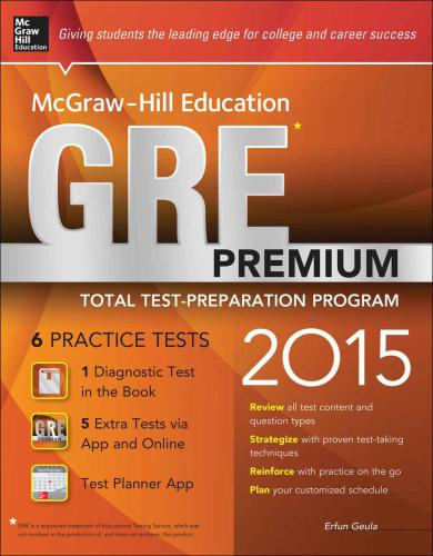 Mcgrawhill Education Gre Premium 2015 Edition Strategies 6 Practice Tests 2 Apps Geula