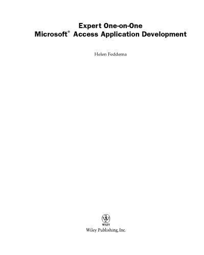 Microsoft Access Application Development Feddema Helen Bell