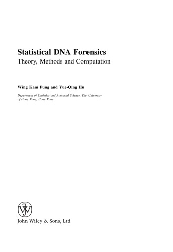 Statistical Dna Forensics Theory Methods And Computation Fung