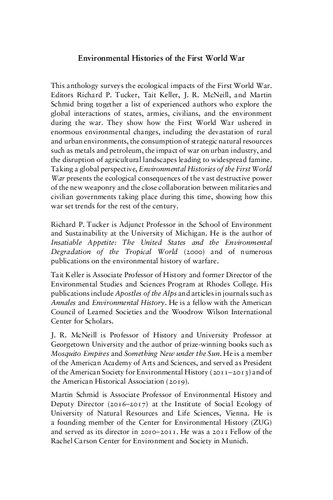 Environmental Histories Of The First World War Richard P Tucker Tait Keller John Robert Mcneill Martin Schmid