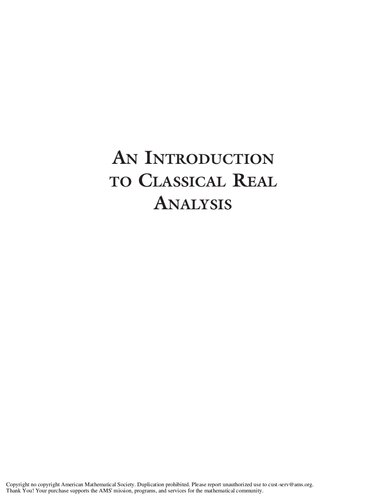An Introduction To Classical Real Analysis Reprinted With Corrections Karl R Stromberg