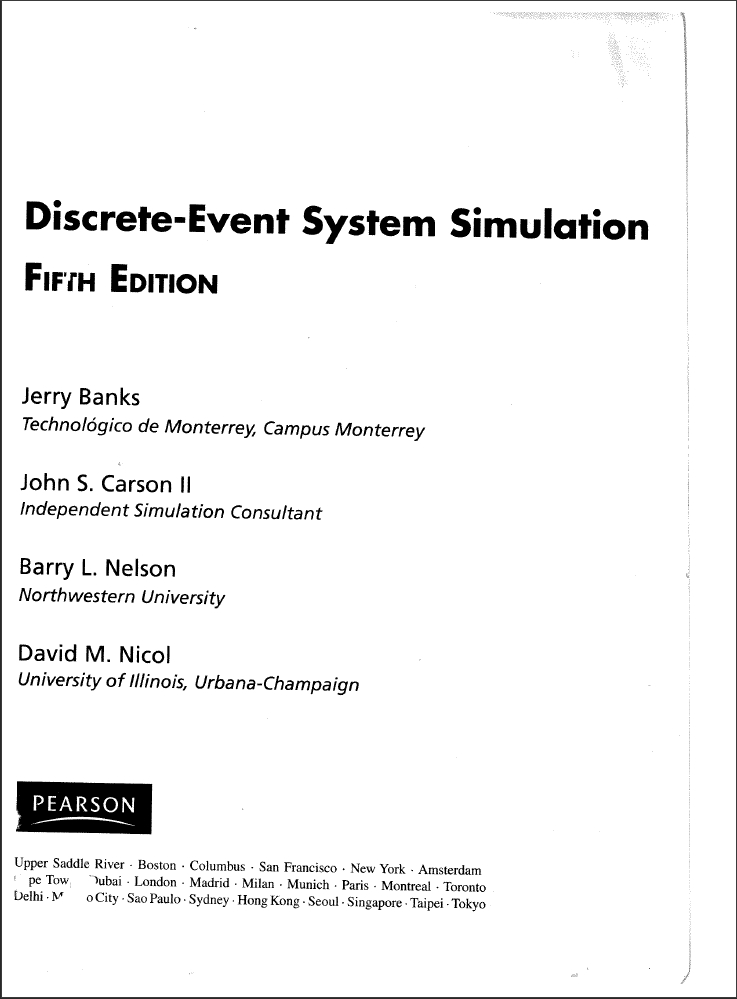 Discreteevent System Simulation 5th Edition Jerry Banks John S Carson Ii