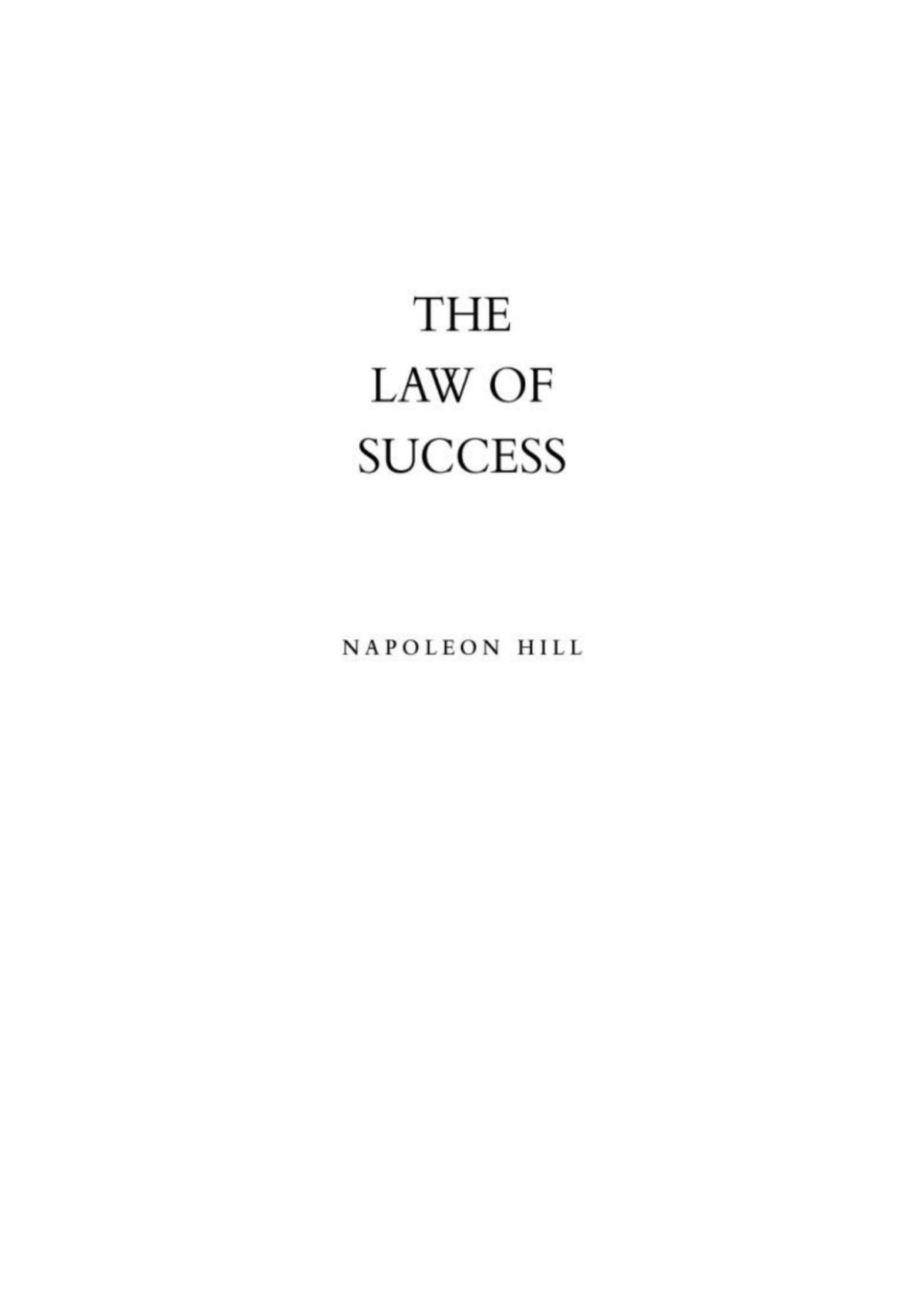 The Law Of Success Napoleon Hill