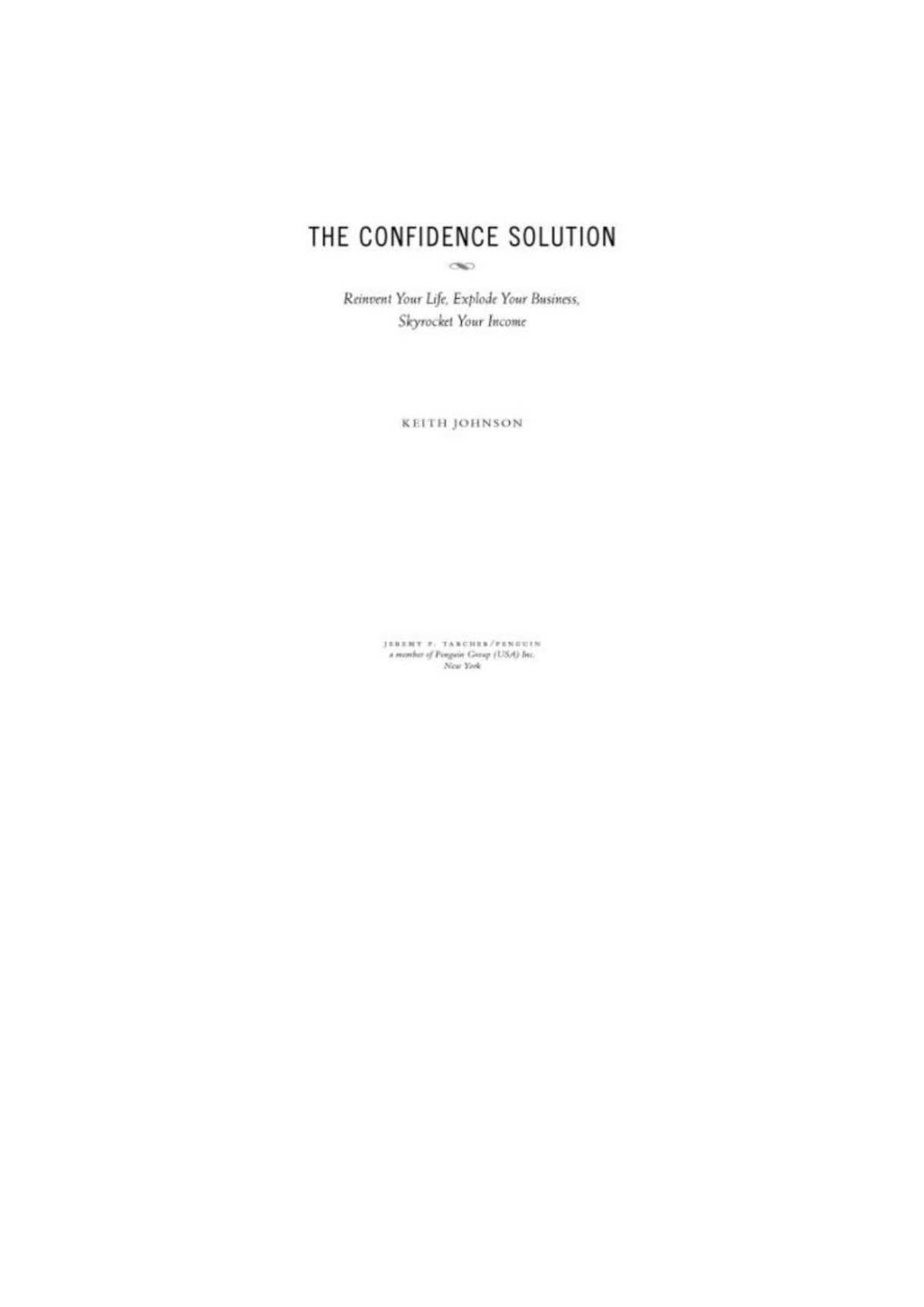 The Confidence Solution Keith Johnson
