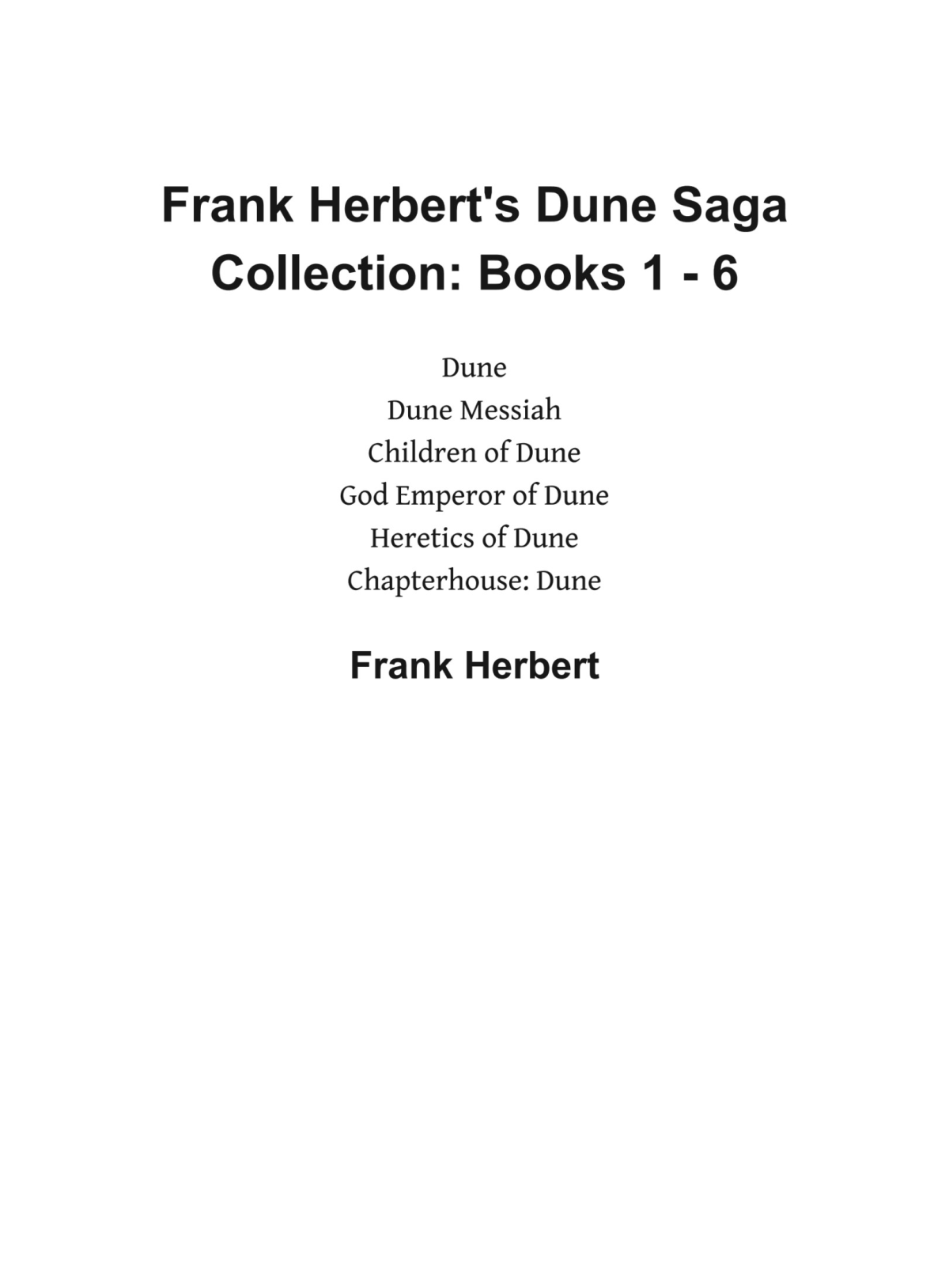Frank Herberts Dune Saga Collection Books 1 6 Frank Herbert