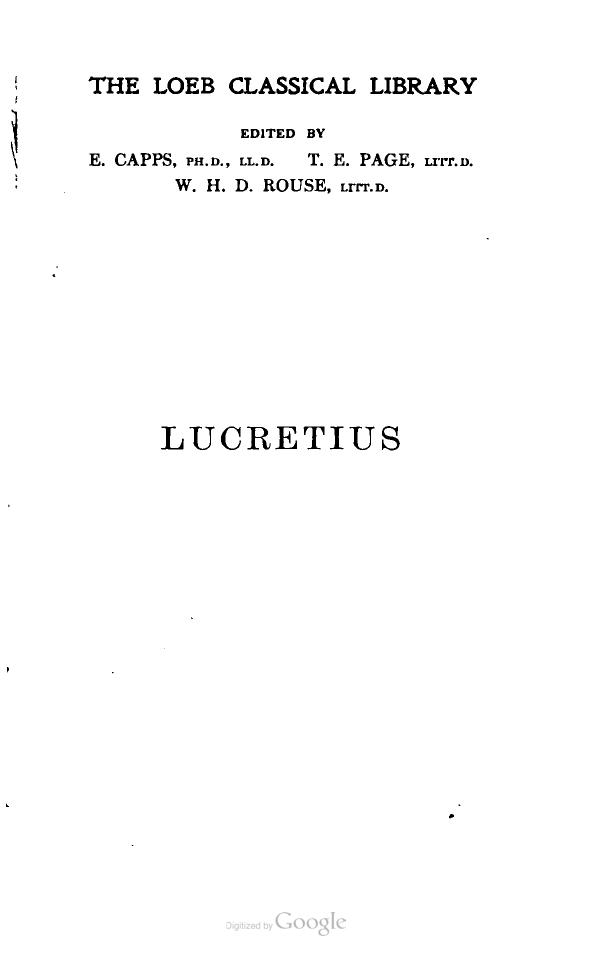 De Rerum Natura Titus Lucretius Carus