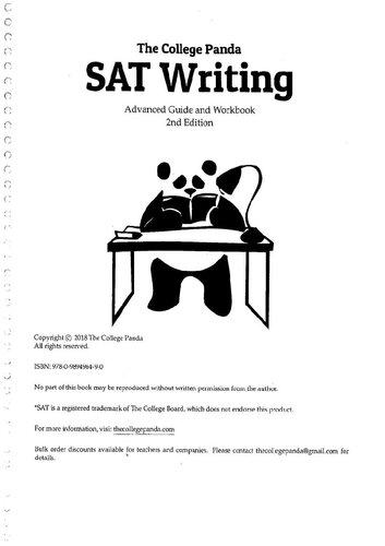 The College Panda Sat Writing Advanced Guide And Workbook 2nd Edition Nielson Phu