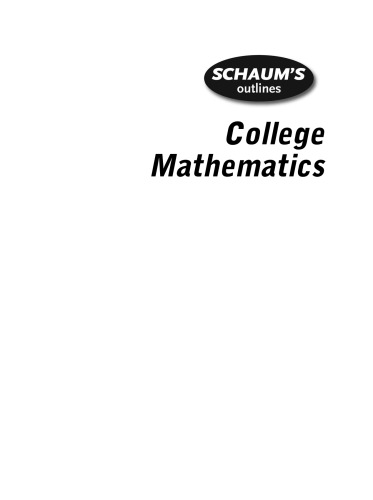 Schaums Outline Of College Mathematics 4e 4th Philip Schmidt